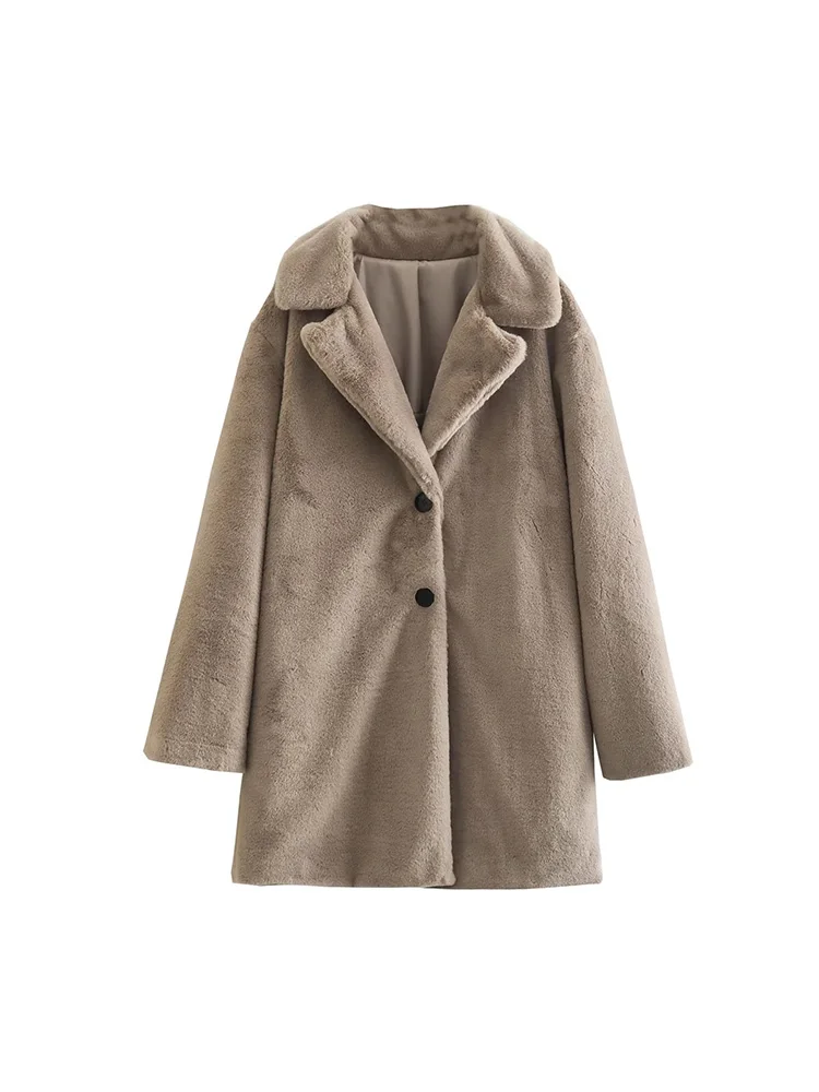 

Женское пальто с искусственным мехом BM & MD & ZA, винтажная верхняя одежда с длинным рукавом, шикарная верхняя одежда, 6318247, 2022