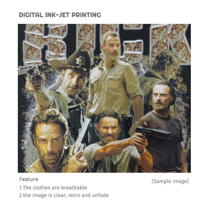 Футболка с изображением Рика гримса винтажная потертая старая школа Ходячие