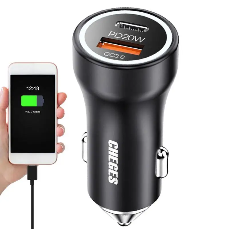 

Автомобильное зарядное устройство с USB-портом, быстрое автомобильное зарядное устройство USB типа C, автомобильный адаптер, прикуриватель и з...