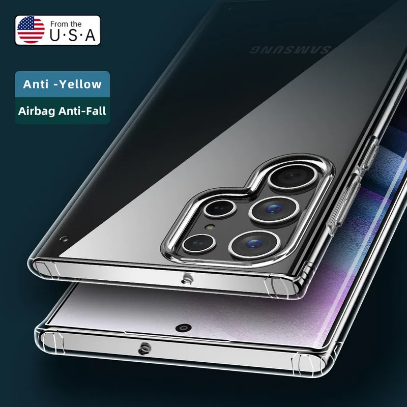 

Luxury Transparent Case for Samsung Galaxy S22 Ultra Plus 5G Soft Silicone Frame Slim Clear Airbag Back Phone Cover Shockproof