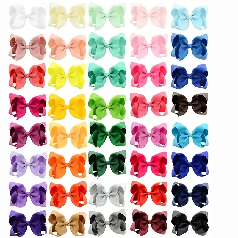 20 шт./лот 4 дюйма ленты с бантом для маленьких девочек заколки волос металлические