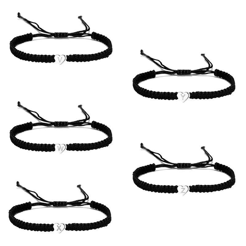 Браслеты с 26 буквами в форме сердца для женщин и мужчин