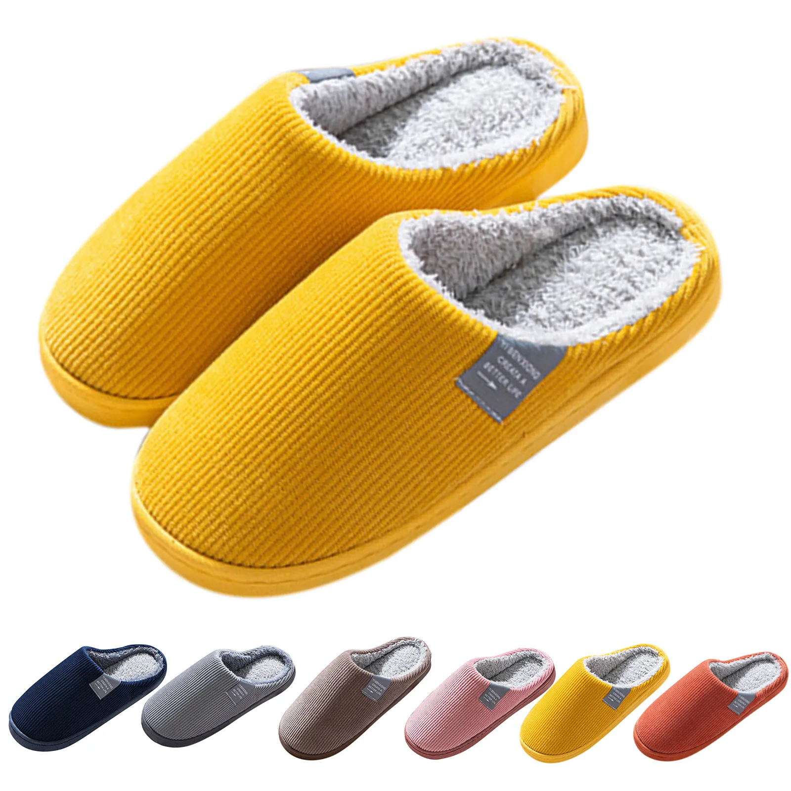 

Men Slippers Fashion Autumn Winter Cute Keep Warm Shoes Men Casual Flat House Indoor Bedroom Home Cotton Comfortable Slippers