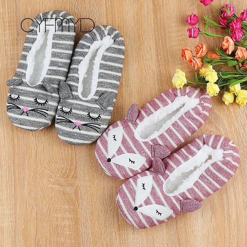 

Women's Winter Slippers Cute Animal Socks Slippers for Home Floor Cartoon Warm Fur Slippers Couple Cotton Non-Slip Soft Slippers
