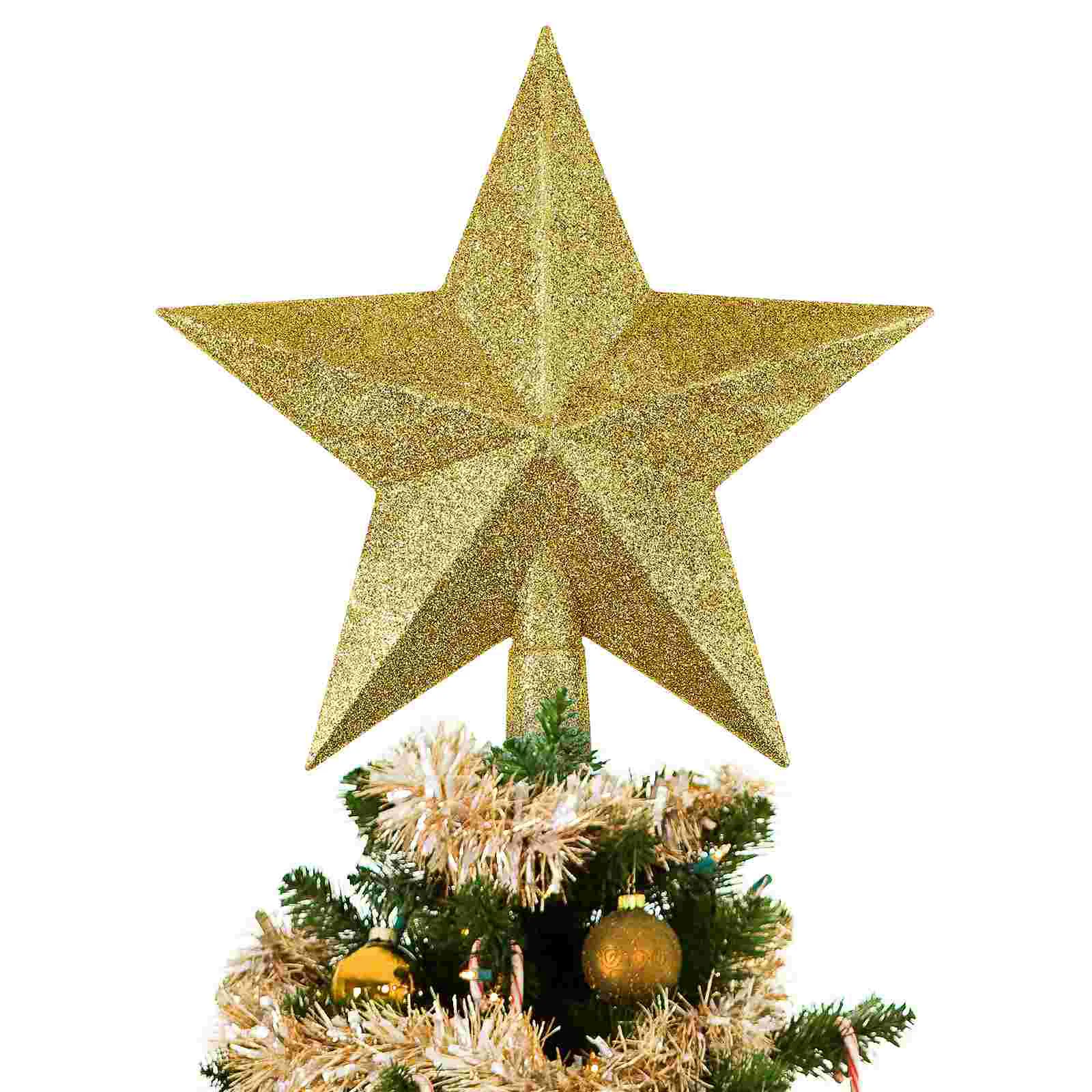 

Christmas Tree Topper Gold Festival Decorations Star Shape Toppers for Shiny Five-point Treetop Ornament Solid