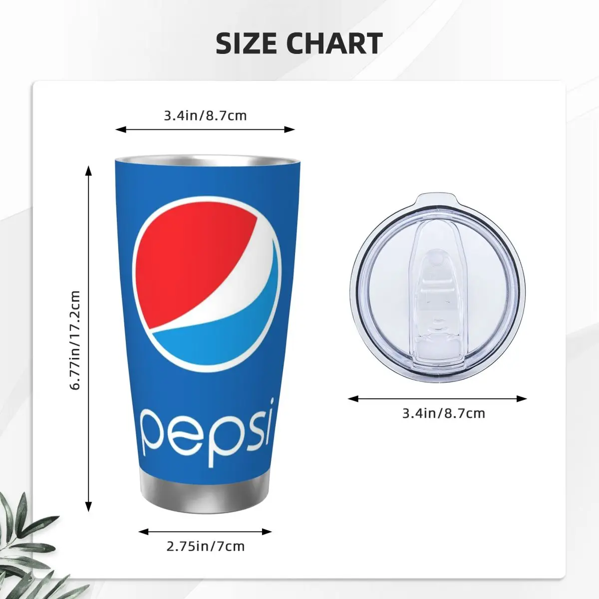 Фото Кружка P-Pepsi 20 унций, большая емкость, автомобильная, герметичная, для сока и кофе, пищевой пластик №4