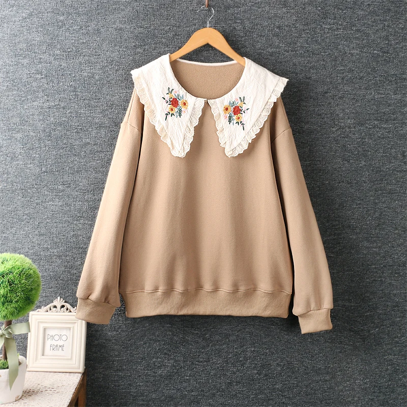 

Autumn New Sweet Embroidered Hoodie Women Long Sleeve Casual Top ML1006