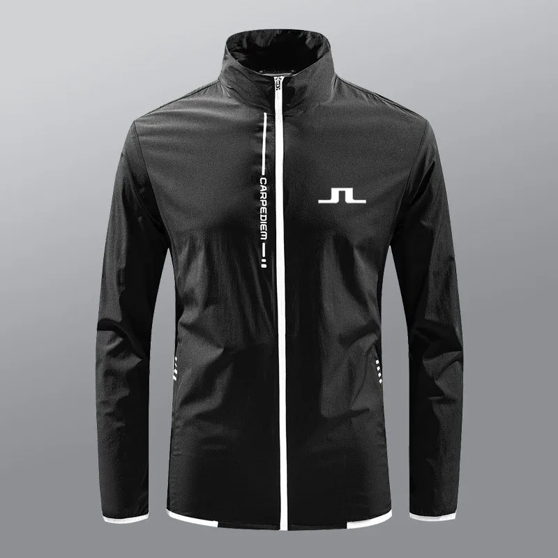 J.LINDEBERG Embroidery Golf Wear for Men Outdoor Sports Windproof Lightweight Breathable Zippered Golf Jacket Loose Style Summer