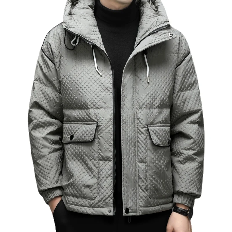 High Quality Winter Down Jacket Men's Pure Color Casual Hood Comfortable Loose Breathable Warm and Cold-resistant Men's Coat