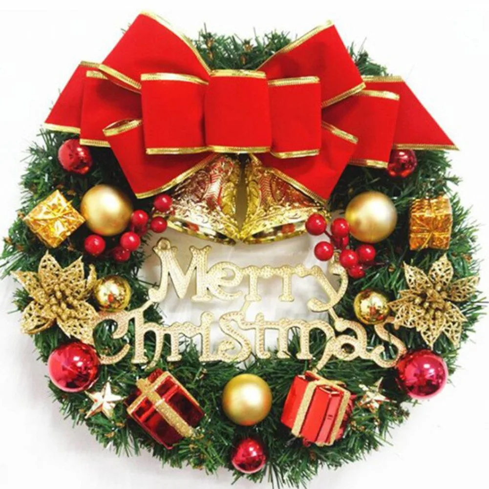 

Christmas Tree Wreath Tiny Bells Ribbon Bow Door Hanging Garland Wall Ornament Pendent Gift Christmas Decorations New Year 2022