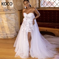 macdugal wedding dress 2022 boho strapless appliques sleeveless train sexy bridal gowns vestido de novia for women custom made