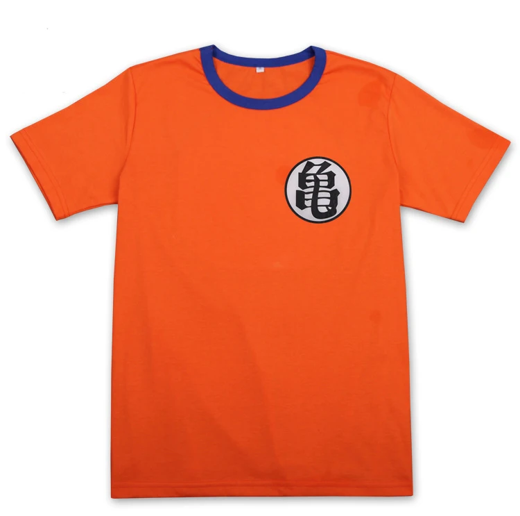 Мужская футболка в стиле аниме хлопковая оранжевая Goku Dragonball футболки с короткими