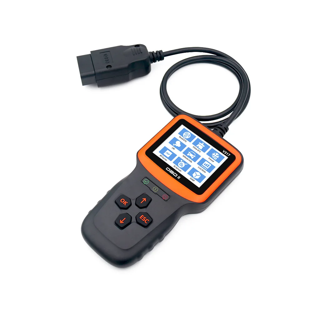 Фото Горячая Распродажа, новейший автомобильный сканер OBD2 V317, считыватель автомобильных кодов с цветным дисплеем, OBDII, диагностические инструменты для автомобилей для всех автомобилей №3