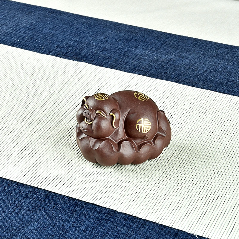 Фиолетовый глиняный чайный орнамент для домашних животных свиньи изысканный