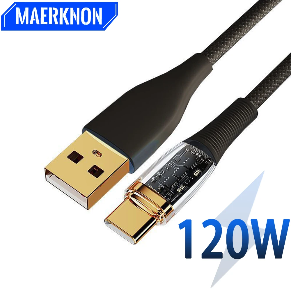 

120W Fast Charge Data Line Cable USB To Type C 2 colors for Xiaomi Huawei Samsung Charging Data Cord Line Mobile Phone Power Ban