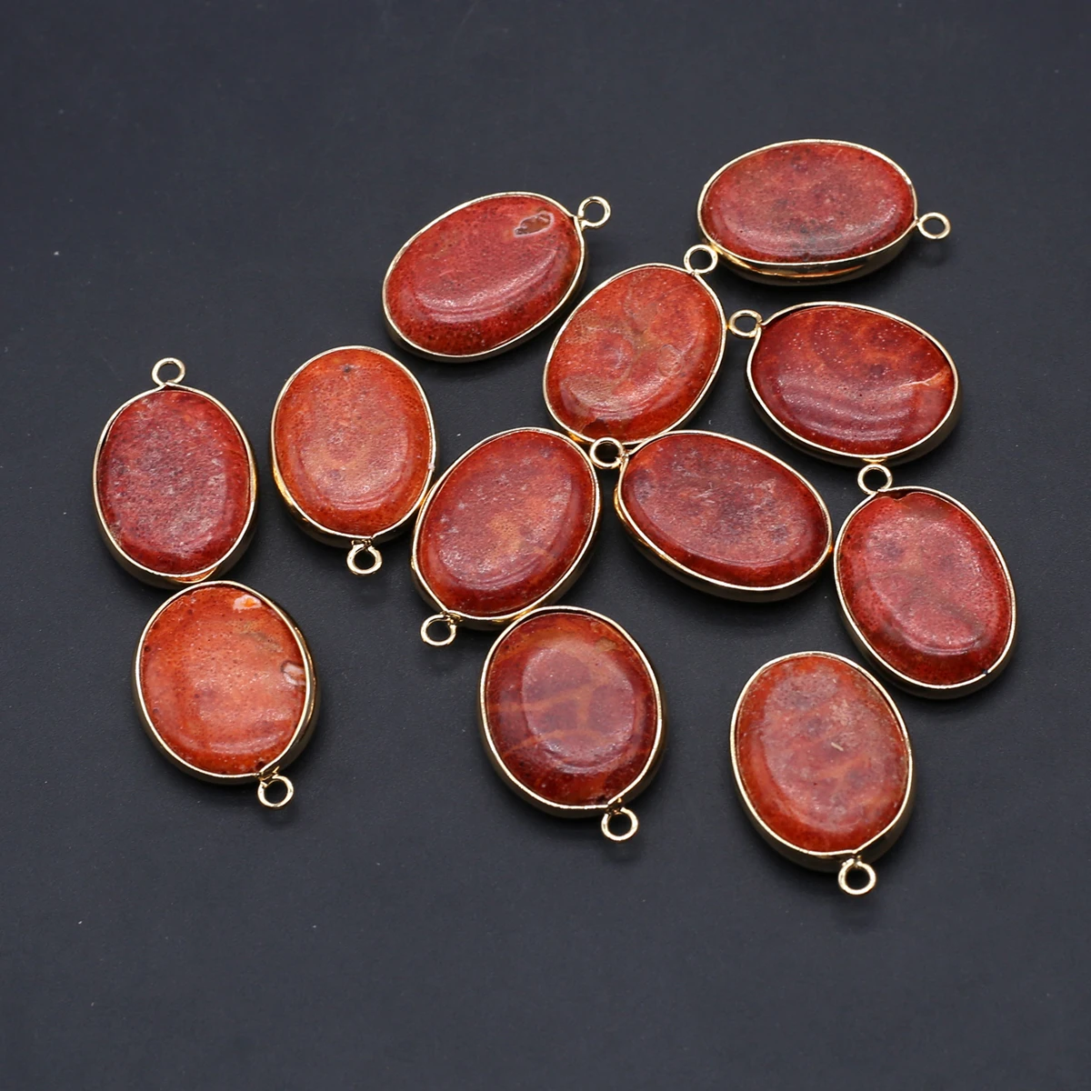 

1PCS Oval Shaped Sea Bamboo Coral Gold Binding Pendant Charm Coral Jewelry DIY Necklace Earrings Accessories Gift 26x20mm