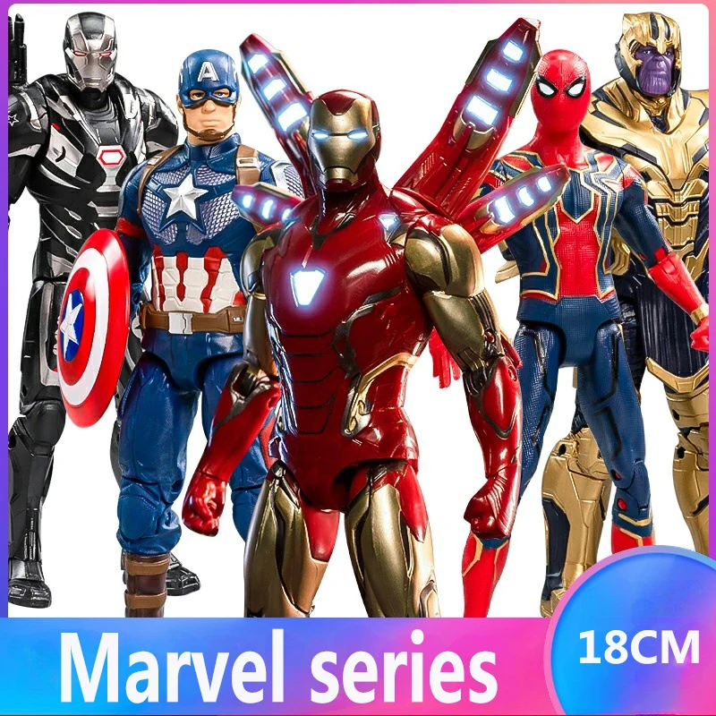 

Marvel 7 Inch Iron Man MK85 Spiderman Captain America Thor Hulk Thanos ANIME MODEL Collect ACTION FIGURES CHRISTMAS GIFT