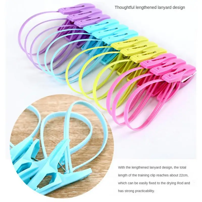 

Anti Wind Laundry Clips Home Supplies Clothes Clip Travel Portable Clothespins Coloful Strap Clip Household Gadgets Hooks