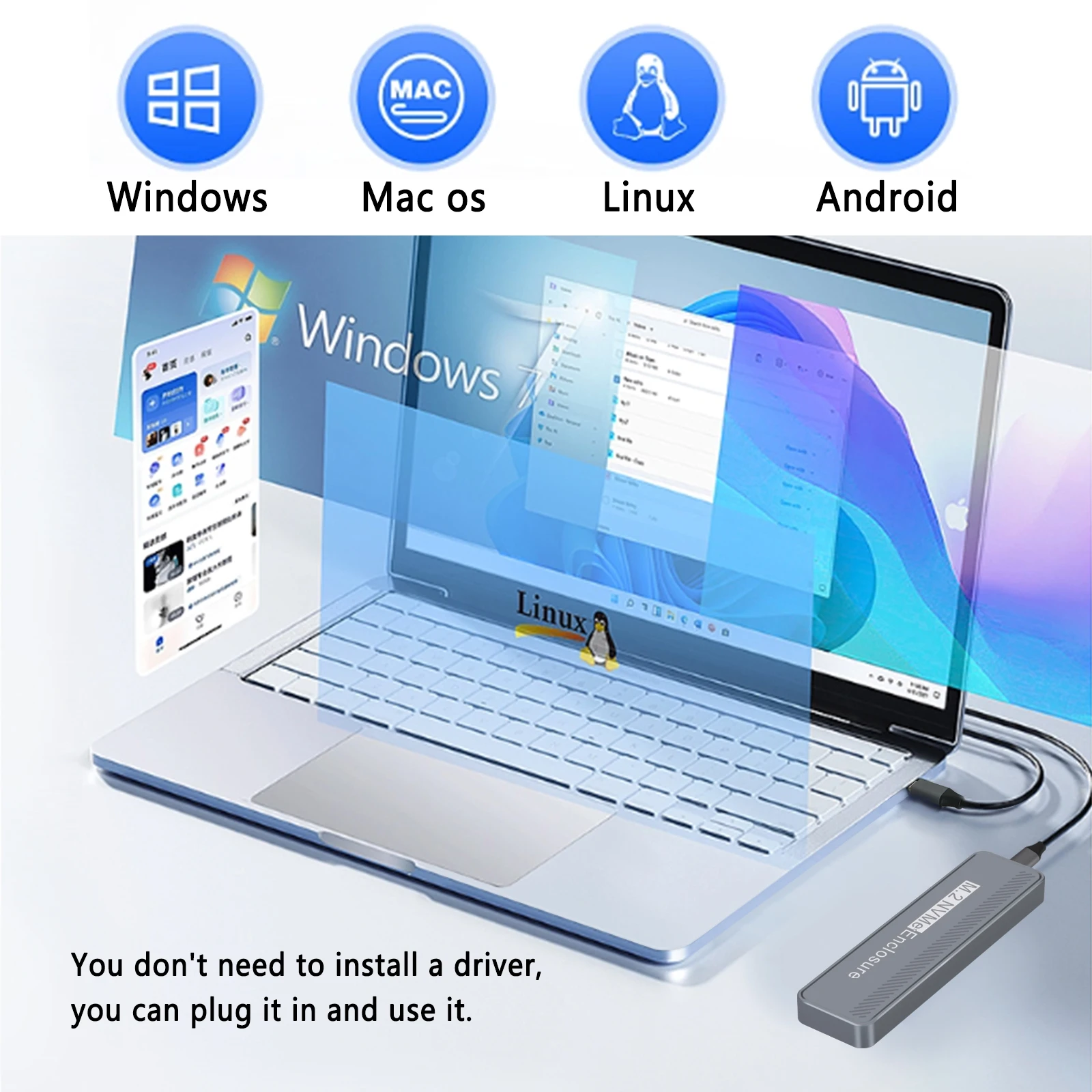 Корпус M.2 NVME USB 3 2 GEN 2X Type C SSD 20 Гбит/с