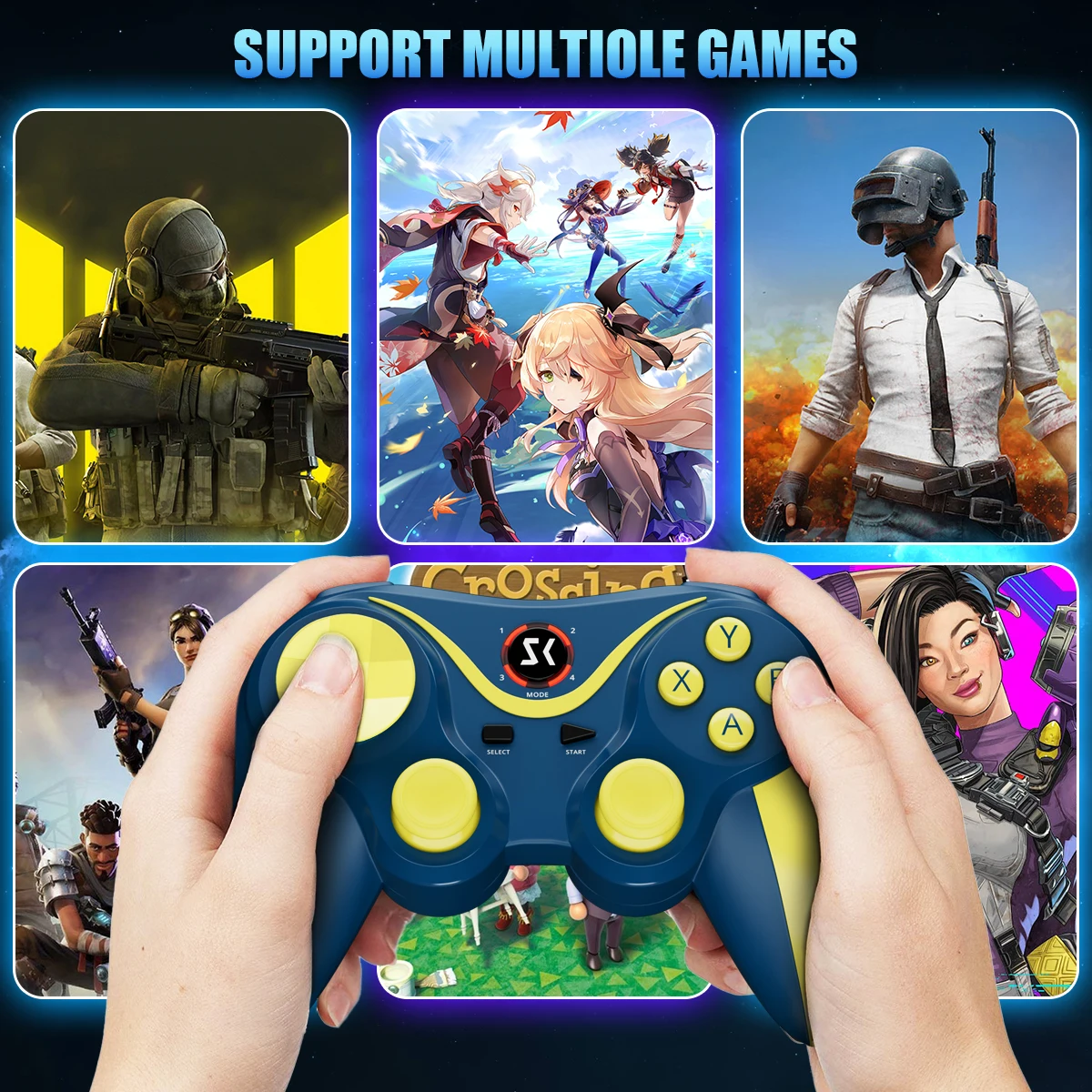Wireless Controller Bluetooth Gamepad PC Double Vibration BT3.0 Game Joystick For Android Phone Tablet TV Box Apple Phone Holder