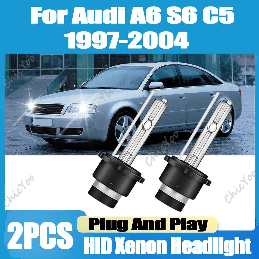 Фото 2X D2S Ксеноновые лампы для фар 20000LM 35W, белые 6000K, для Audi A6 S6 C5 1997-2004 годов №1