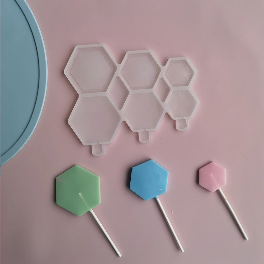 

Hexagon Epoxy Mould DIY Chocolate Coral Cheese Silicone Lollipop Mold Multi-purpose Silicone Mold Cake Decoration Baking