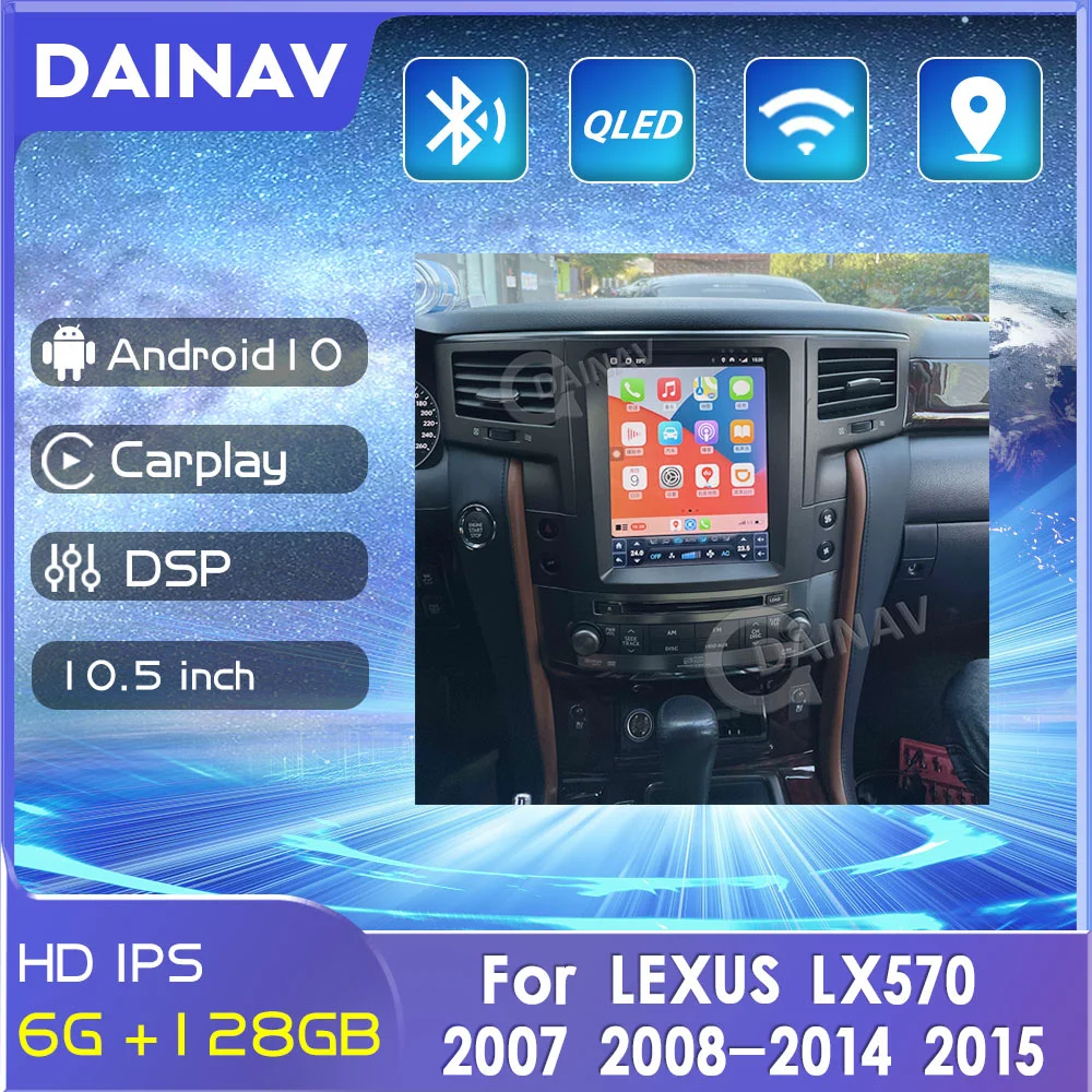 

128GB 2din Android 10 car radio For LEXUS LX570 2007-2015 car stereo multimedia player Tesla screen wireless carplay