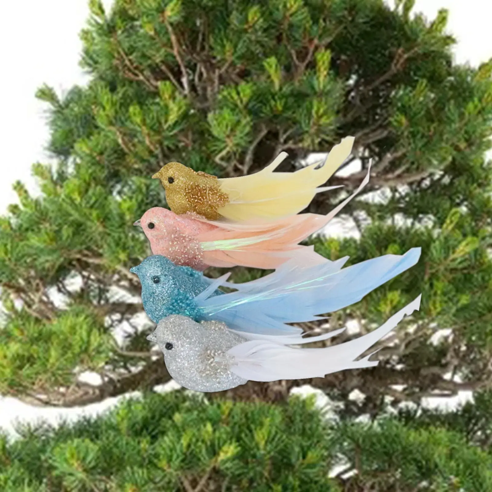 

4Pcs Mini Artificial Birds Ornament for DIY Crafts Window Floral Arrangement