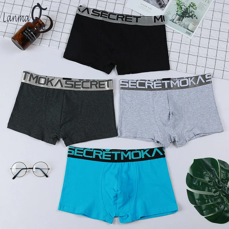 Трусы-боксеры мужские с U-образным выпуклым карманом нижнее белье из хлопка брифы