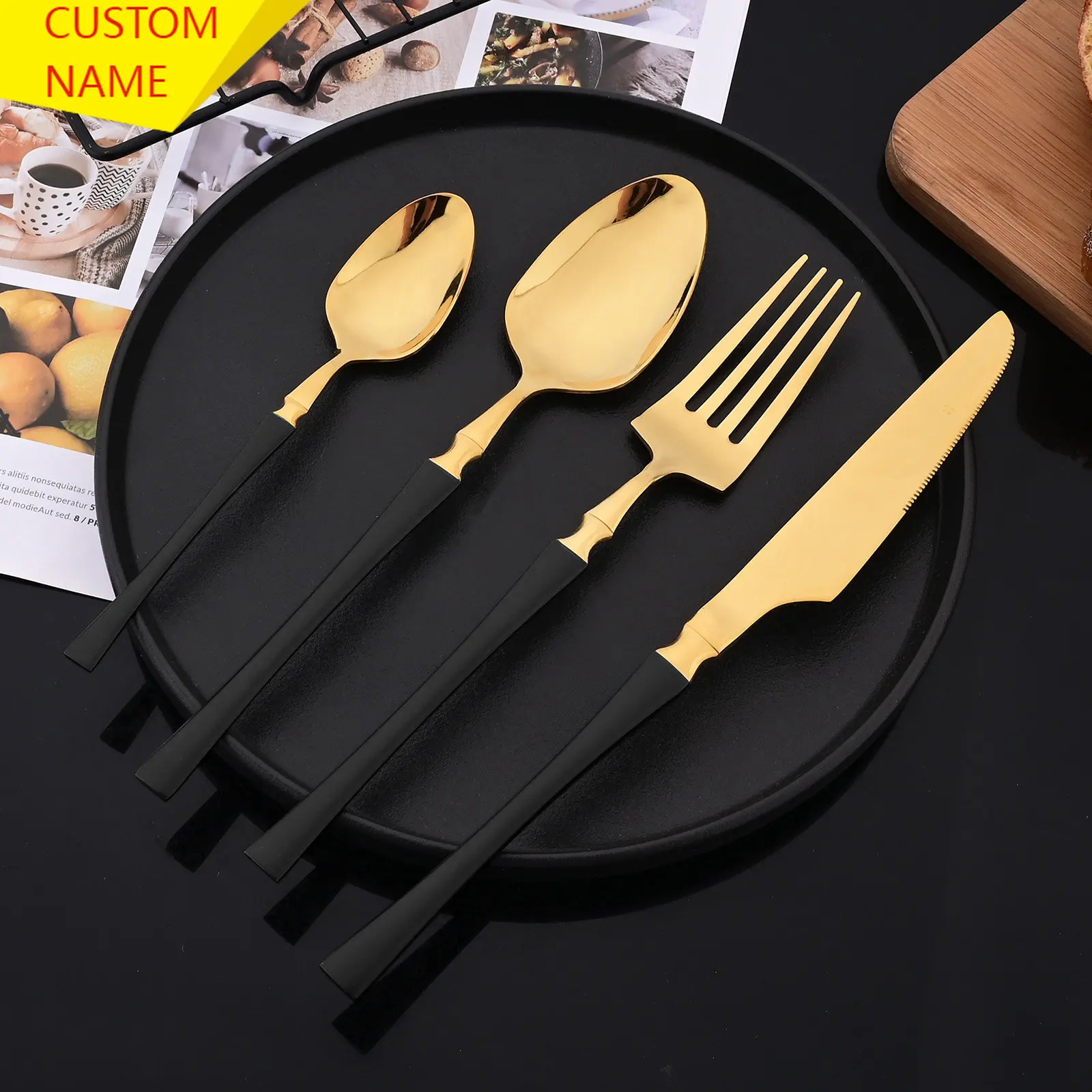

Personalized Logo 24Pcs Luxury Tableware Set Stainless Steel Dinnerware Set Flatware Knife Fork Spoon Silverware Kitchen Set