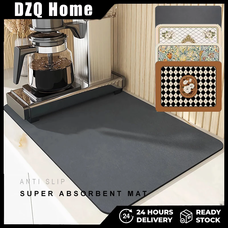 

Super Absorbent kitchen Mat Antiskid Large Absorbent Draining Mat Coffee Dish Drying Mat Quick Dry Bathroom Drain Pad Tableware