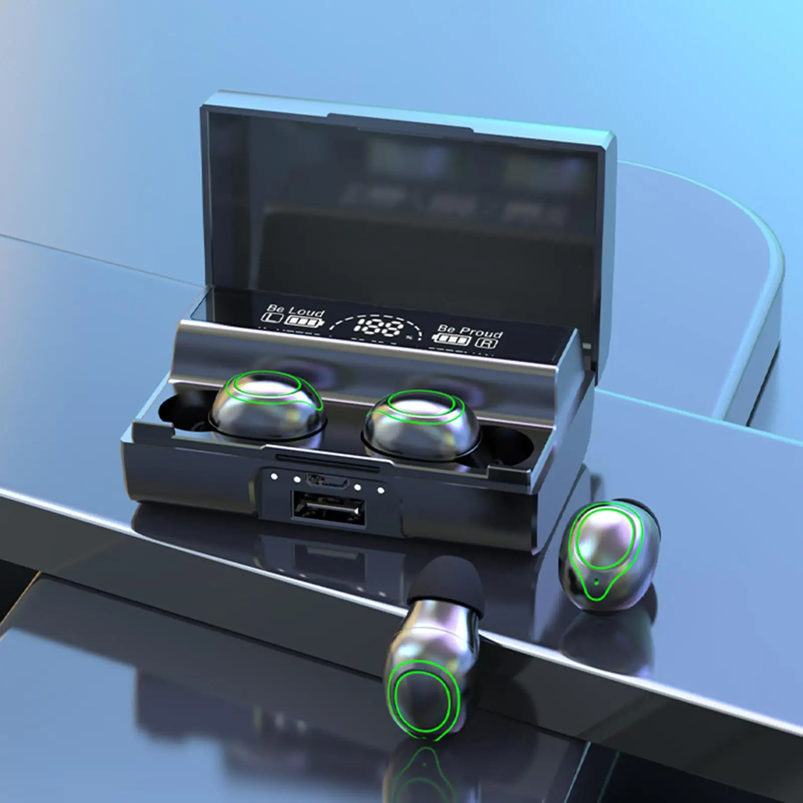 

Bluetooth In-Ear Earbuds LED Display Noise Reduction HD Calls Stereo HiFi Earplugs for Running Cycling Gaming Laptop Computer