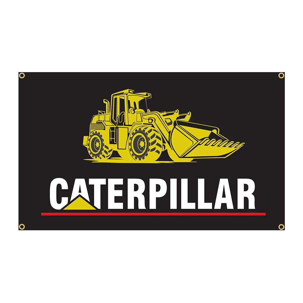 

90x150cm Caterpillars Engineering Machine Flag Polyester Printed Garage or Outdoor Decoration Banner Tapestry