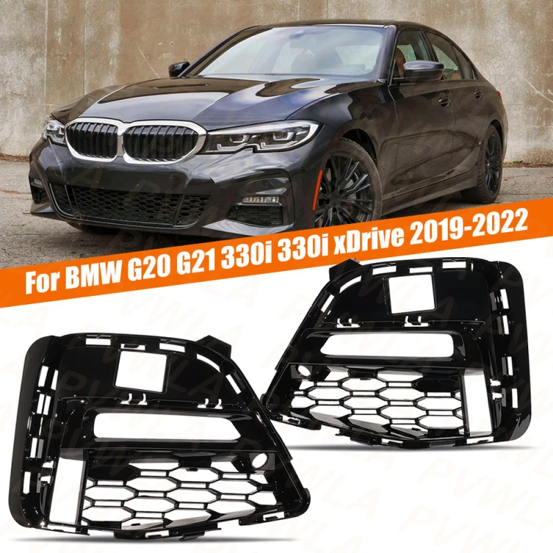 Фото Передний бампер, противотуманная фара, решетка для BMW G20 G21 330i 330i xDrive 2019 2020 2021 2022, автомобильные аксессуары, рамка противотуманной фары №1