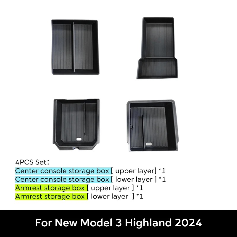 

Органайзер Для Центральной Консоли Tesla Model 3 HIGHLAND 2024-2025: Верхний И Нижний Отсеки С Флокированием