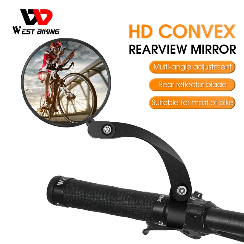 

WEST BIKING Bicycle Rearview Mirror HD Wide-Angle Convex Mirror Adjustable Safety Cycling Rear View Mirror Bike Accessories