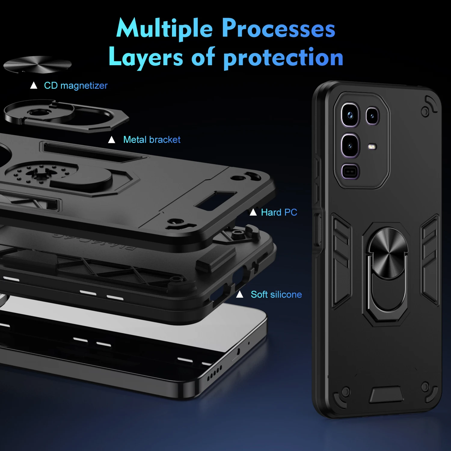 Чехол военного класса для Infinix Note 50 Pro 4G Pro+ Plus 50x50s 5G, защитный чехол, противоударное кольцо-подставка, держатель Fundas Coque (art.: 3920d00caa025) - 3920d00caa025