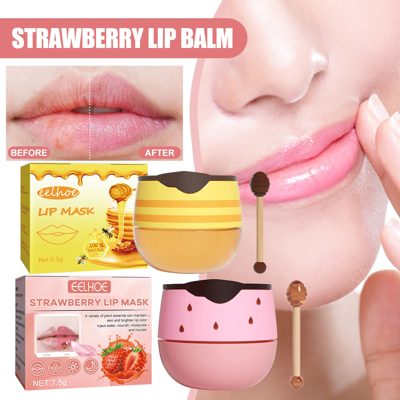 

Bee Lip Balm Propolis Moisturizing Lip Mask Nourishing Anti-wrinkle Lip Care Anti-cracking Unisex Lip Mask Honey Lip Mask Care