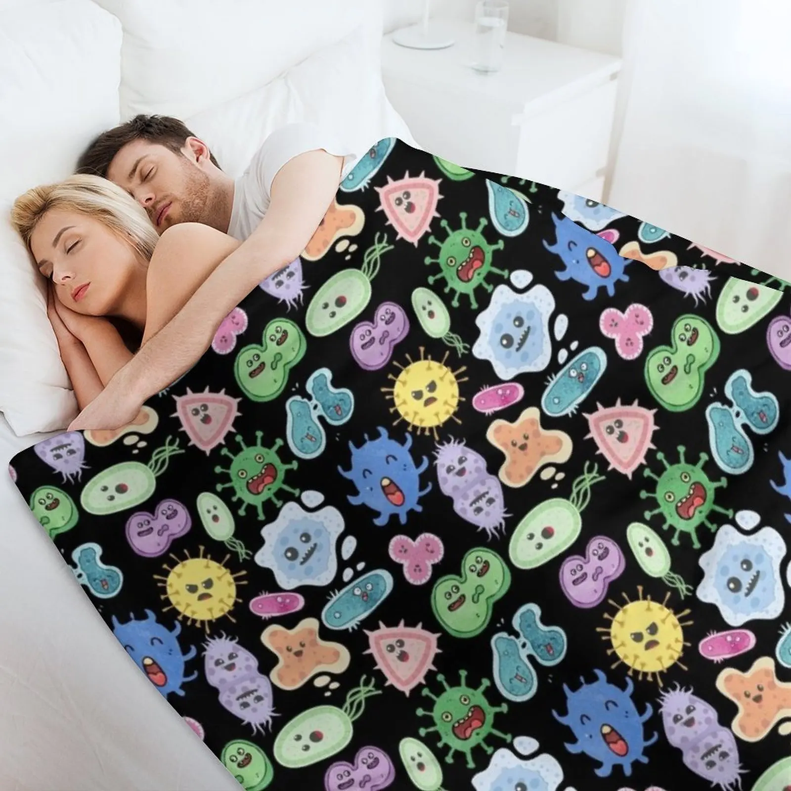 Симпатичные микробы бактерии вирус набор наклеек с бесшовным рисунком