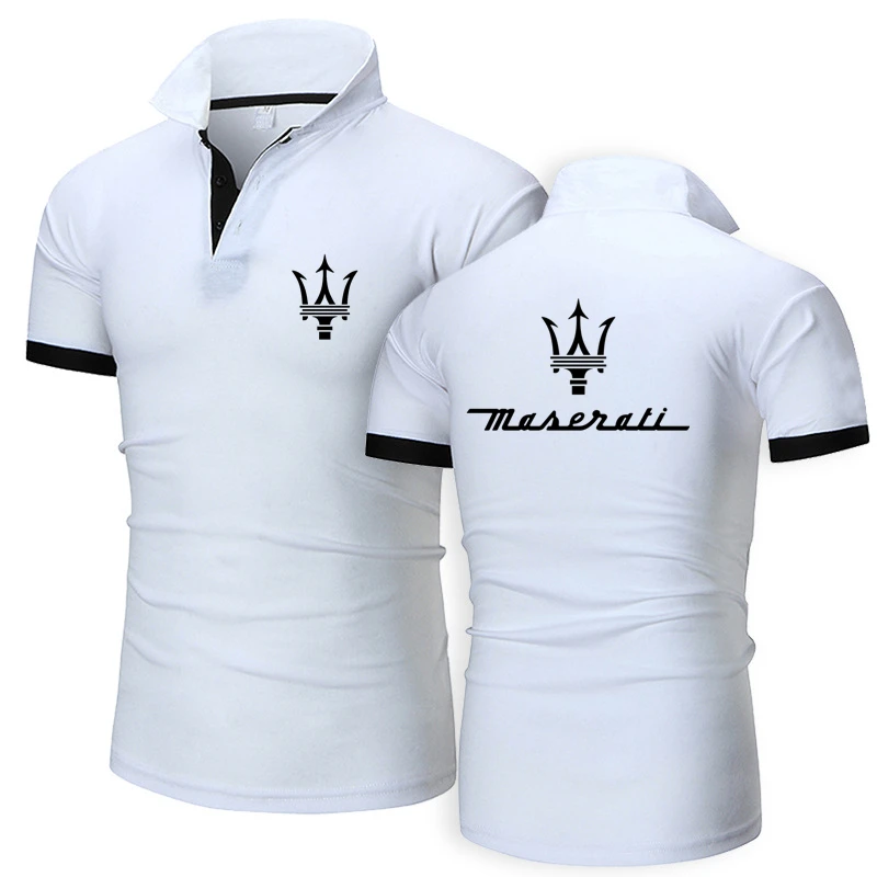 

2023 New Brand Maserati Logo Print Custom Made Men Short Sleeve T Shirt Polo Shirt Leisure Fashion Man British Style Streetwear