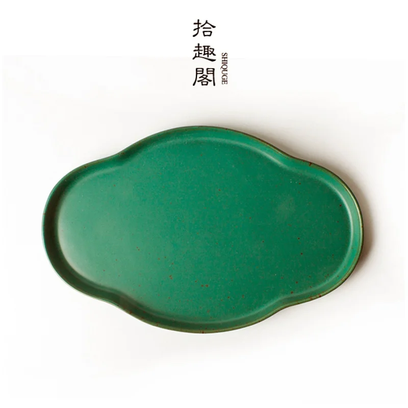 

Handmade Coarse Pottery Pot Holder Pot Mat Coaster Fruit Tray Dim Sum Plate Cup Saucer Ceramic Tea Tray Kung Fu Teaware Tea Sauc