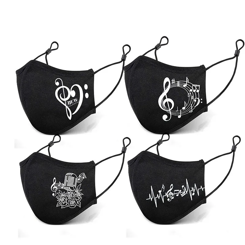 

Note Pattern Halloween Cosplay Mask Outdoor Reuse Masque Protection Printing Funny Mouth Mask