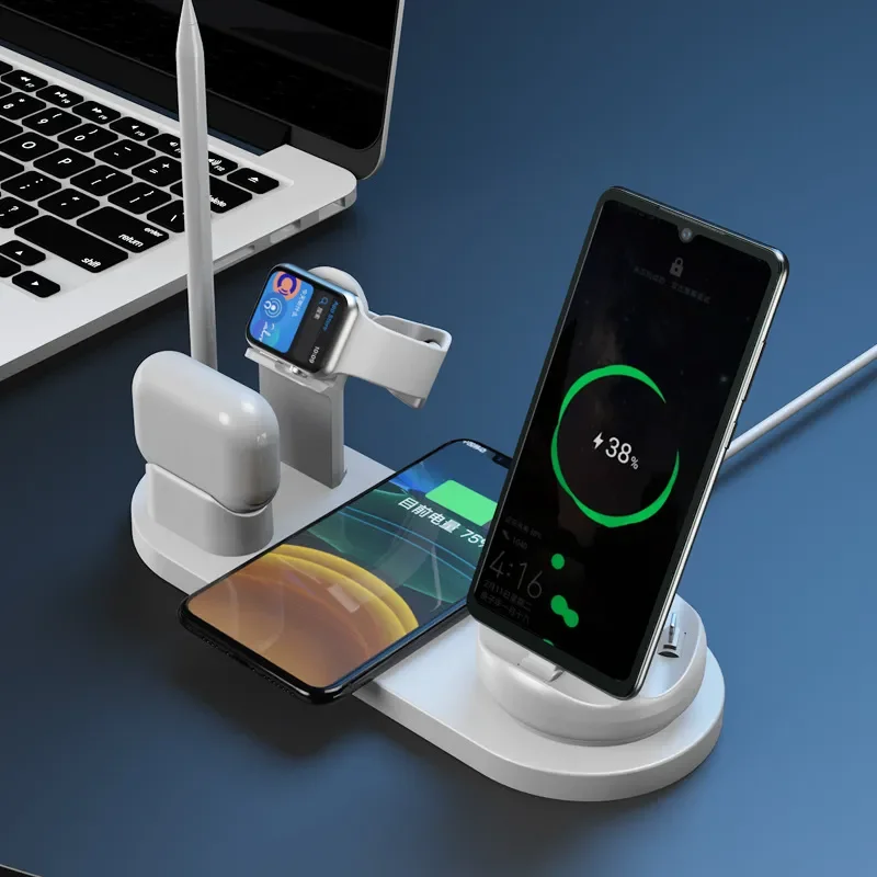 

7 In 1 Wireless Chargers for Iphone 11 Xsmax 12 13promax Xr Huawei for Apple Airpods Watch Charge Stand Wireless Charging