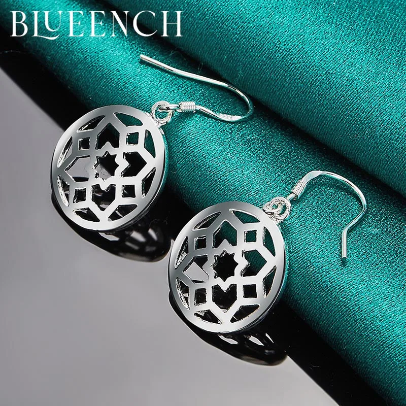 

Blueench 925 Sterling Silver Cutout Leaf Earrings for Women's Party Engagement Birthday Temperament Fine Jewelry