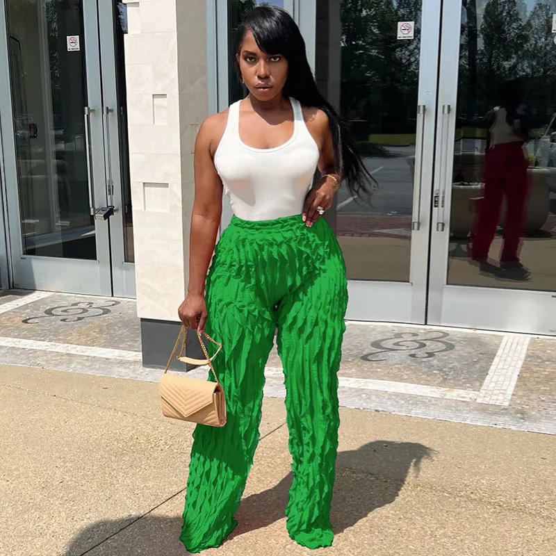 

Повседневные свободные прямые брюки Znaiml с высокой талией для женщин, летние прозрачные сетчатые готические мешковатые брюки с волнистыми оборками для отпуска