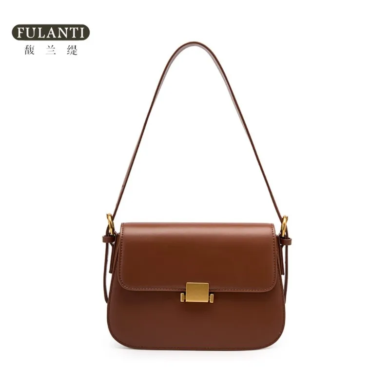 

FULANTI 2023 Women's saddle bag Women's flip underarm shoulder bag Women's vintage split leather square box messenger handbag