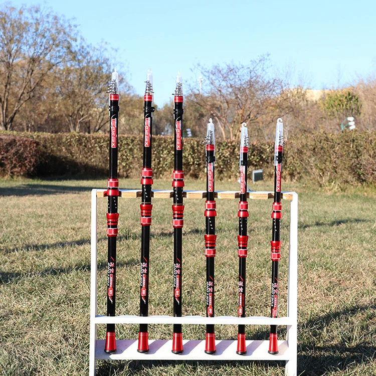 Portable Fishing Pole  2.1-4.5M Movable wheel seat Fishing Rod Tough Carbon Fiber Telescopic Travel Sea Boat Rock Fishing Rod