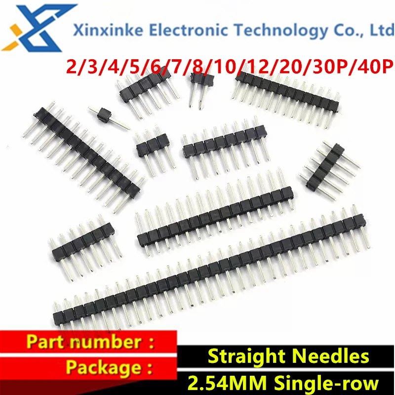 

1*2/3/4/5/6/7/8/10/12/20/30P Single-row Plated Pins Needle Spacing 2.54MM Straight Needles 1*40P