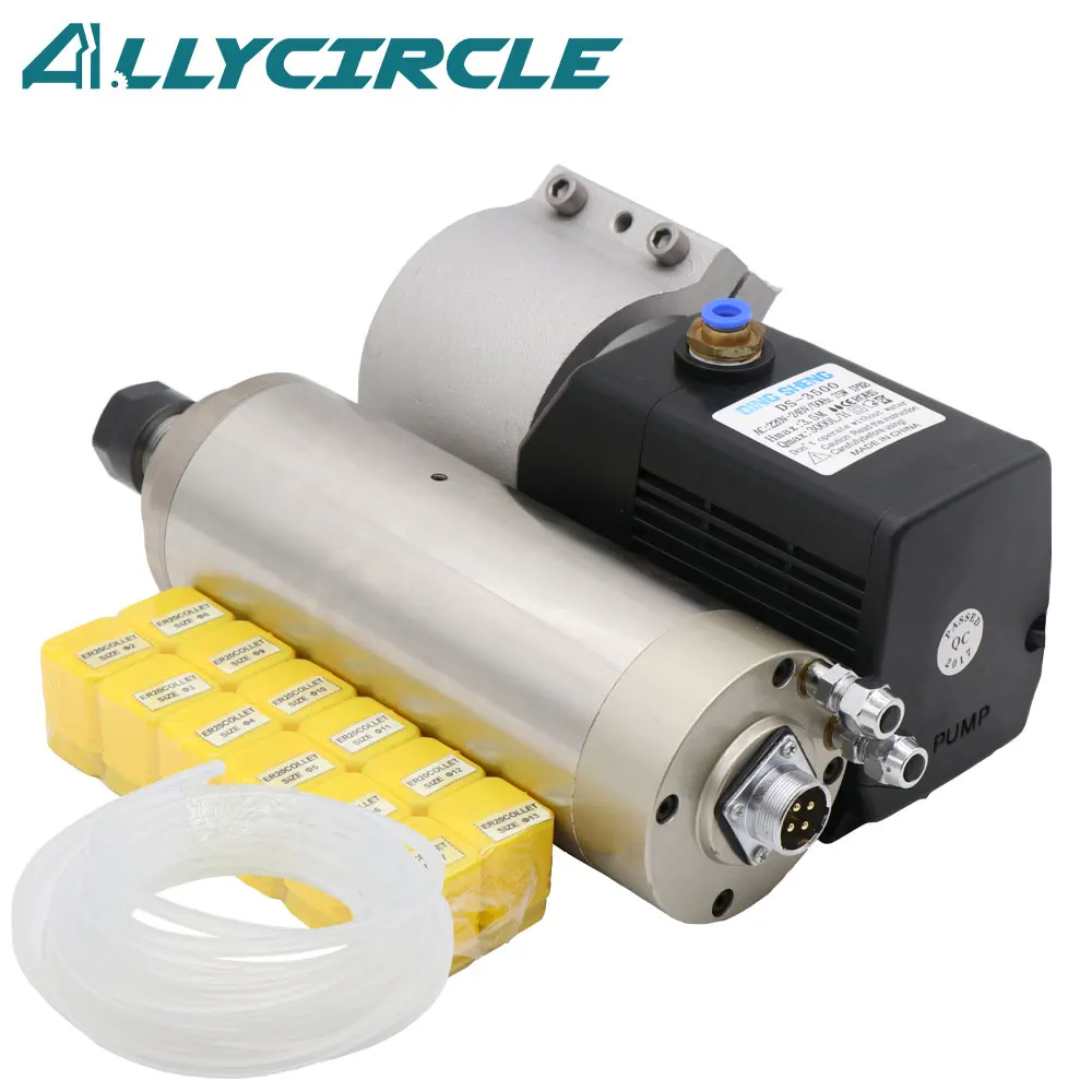 

Шпиндель с водяным охлаждением, 24000 кВт, об./мин., в перем. Тока + 80 мм Шпиндельный зажим + 12 шт. цанг ER20 + водяной насос 75 Вт + водяные трубы 5 м для станка с ЧПУ