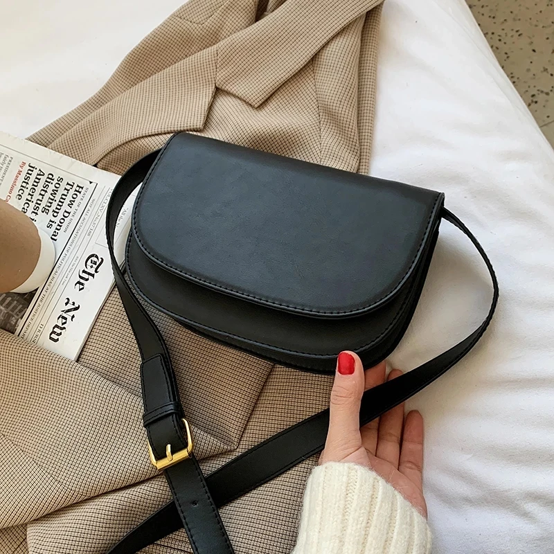 

Saddle Bag Small PU Leather Crossbody Bags for Women 2021 Winter Shoulder Chest Bag Fashion Ladies Handbags and Purses
